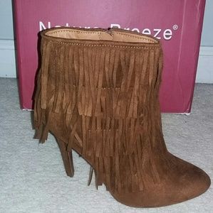 Dark Camel Cognac Fringe Stilletto Boots 10